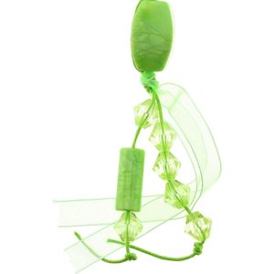 Behave Groene lange kralen ketting van touw met hanger
