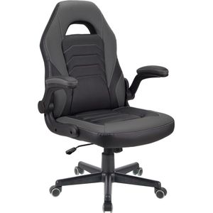 Gamingstoel,draaibare kunstlederen bureaustoel, verstelbare computerstoel, ergonomische bureaustoel met hoge rugleuning met armleuningen (Grijs)
