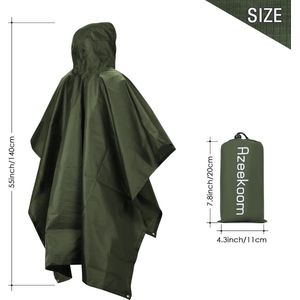 Regenjas Regen Poncho, Regenjas Waterdichte Unisex Camping Tent Camping Deken 3 in 1 Multifunctionele Regen Cape voor Outdoor Picknick Trekking Camping Vissen Jacht Trip