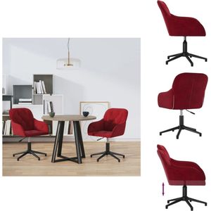 vidaXL Eetkamerstoelen - Fluweel - 56x61.5x72-80cm - 360 graden draaibaar - Wijnrood - Eetkamerstoel