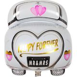 Bruiloft autoballon - 63x50cm - Happy Forever - Bruidsauto - Mr&Mrs Ballon - Bruiloft versiering - Folie ballon - Helium ballon - Bruidegom - Bruid - Trouw auto - Just married - Versiering - Ballonnen - Thema feest
