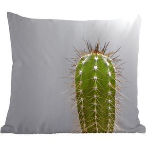 Sierkussen Cactus voor binnen - Cactus botanische print - 60x60 cm - vierkant binnenkussen van katoen