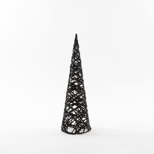 Anna Collection led kegel kerstboom lamp - zwart - D12,5 x H40 cm