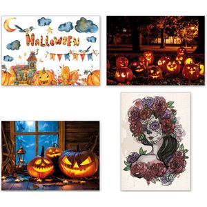 Halloween kaarten - Set van 4 verschillende ansichtkaarten - Leuke Post - H21