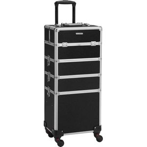 In And OutdoorMatch Beautykoffer Roman - Trolley - Cosmetic Case - Aluminium Make-up - Beauty Case - Zwart