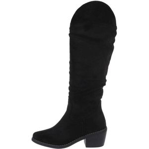 ZoeZo Design - laarzen - lange laarzen - western laarzen - cowboylaarzen - suedine - zwart - maat 41 - afzaklaarzen - hakhoogte 5 cm