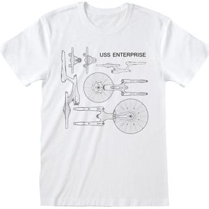 Star Trek Enterprise Specs T-shirt wit XL Katoen Heren - Fan merch, Film, TV-series