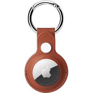 Premium Leren Hanger - Apple Airtag - Bruin - Sleutelhanger - Cover - Airtag Beschermhoesje