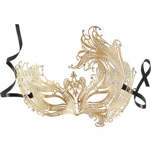 dressforfun - Metalen masker feniks goud - verkleedkleding kostuum halloween verkleden feestkleding carnavalskleding carnaval feestkledij partykleding - 303524