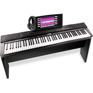Digitale piano - MAX KB6W keyboard piano met 88 toetsen, USB midi, sustainpedaal, meubel en hoofdtelefoon - 88 gewogen en aanslaggevoelige toetsen