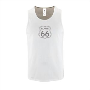 Witte Tanktop sportshirt met ""Route 66"" Print Zilver Size M