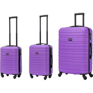 BlockTravel kofferset 3 delig ABS ruimbagage en handbagage 29 39 en 74 liter - inbouw TSA slot - paars