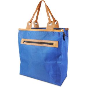 Boodschappentas Blauw - Canvas Boodschappentas - Ritssluiting - Verstevigde Bodem - 27 Liter