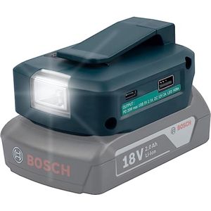 Mellif USB-C + USB-adapter - LED lamp - Voor Bosch (Blauw) Professional Gereedschapsaccu's GBA 18V Li-Ion - Snelladen via Power Delivery