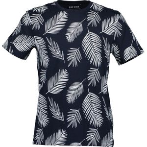 Blue Seven heren shirt - t-shirt heren KM - navy print - 302739 - maat L