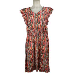 Angelle Milan – Travelkleding voor dames – Rode Print Mouwloze Jurk – Ademend – Kreukherstellend – Duurzame jurk - In 4 maten - Maat M