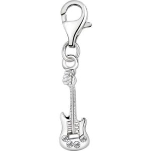 Quiges – 925 - Zilver – Charm - Bedel - Hanger - Muziek Instrument Elektrische Gitaar - met – sterling - zilver - karabijnslot - geschikt - voor - Zinzi, Thomas – Sabo - Ti Sento - Bedelarmband HC204