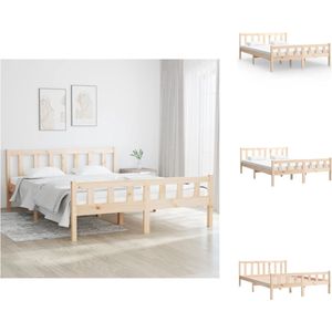 vidaXL Bedframe - Grenenhout - 150 x 200 cm - Rustiek design - Bed