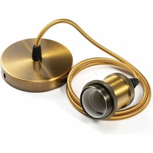 Geschikt voor Metalen hanglamp armatuur hanglamphouders E27 lampfittingen met kabel, lampfitting verstelbare bronzen gevlochten plafond hanglampfitting 90cm,(goud,1st)