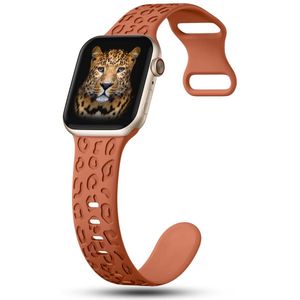 YONO Leopard Bandje geschikt voor Apple Watch - 45/44/42 mm - Siliconen Armband - Koraal