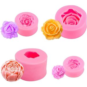 3D siliconen mal roze - Bakvorm voor fondant zeep kaarsen snoep chocolade taartdecoratie 34 x 55 cm bloemvorm 160 g - Voedselkwaliteit - 4 stuks