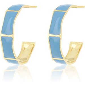 OOZOO Jewellery - Goudkleurig/blauwe oorringen - SE-3040