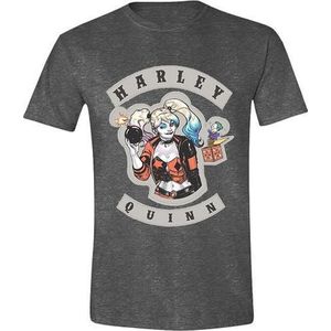 DC Comics - Harley Quinn Patch Mannen T-Shirt - Grijs - L