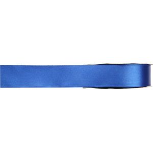 1x Hobby/decoratie blauwe satijnen sierlinten 1 cm/10 mm x 25 meter - Cadeaulint satijnlint/ribbon - Striklint linten blauw