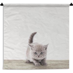 Wandkleed Animalprintshop - Kitten dierenprint kinderkamer Wandkleed katoen 90x90 cm - Wandtapijt met foto