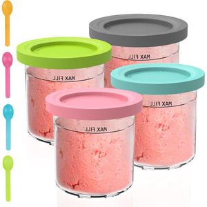 VD WEIDE ENTERPRISE - 4 stuks ijsbakken voor Ninja CREAMi Deluxe NC300UK-serie - 16 oz ijscontainers met deksel .