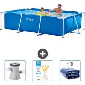 Intex Rechthoekig Frame Zwembad - 260 x 160 x 65 cm - Blauw - Inclusief Zwembadfilterpomp - Testrips - Solarzeil