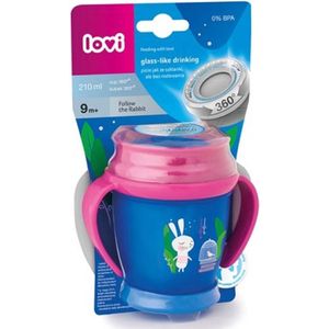 Lovi 360° anti lek drinkeberk 9M+ 210ml bunny blauw/paars