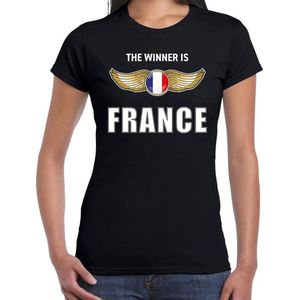The winner is France / Frankrijk t-shirt zwart voor dames - landen supporter shirt / kleding - Songfestival / EK / WK L