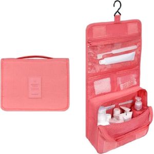 Fako Fashion® - Reis Toilettas Met Ophang Haak - Make-up Travel Bag - Organizer Voor Toiletartikelen - Reisartikelen - Travel Bag - Ophangbare Toilettas - Watermeloen Rood