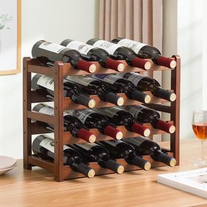 Flessenrek stapelbaar met 4 niveaus voor 16 flessen - Modulaire wijnkelder van natuurlijk bamboe - 43 x 23 x 38 cm Wine Rack