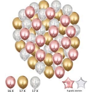 50 stuks chrome Rose Goud / zilver / goud Helium Ballonnen met Lint – Verjaardag Versiering - Decoratie voor jubileum - Feestartikelen - Trouwfeest - Geslaagd versiering - Vrijgezellenfeest - Geschikt voor Helium en Lucht