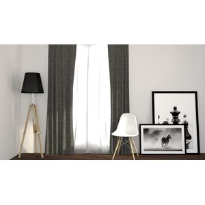 Larson - Luxe Geweven Blackout Gordijn - Ringen - Donkergrijs - 300 x 250 cm - Verduisterend & kant en klaar