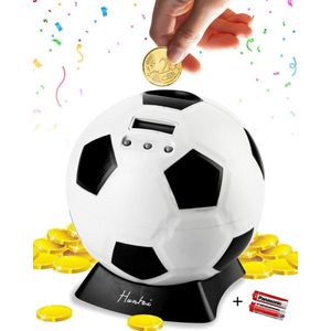 Huntex Digitale Voetbal Spaarpot Met Muntenteller - 1,75 Liter - Geschikt Voor Euro's - Spaarpot Voor Jongen En Meisje - Met Teller - Met slot - Elektrische Spaarpot - Volwassenen - Educatief Speelgoed