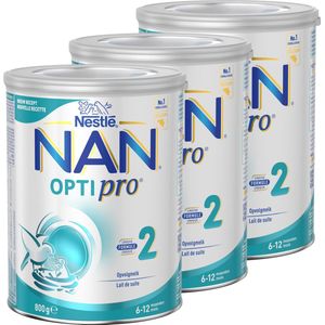Nestlé NAN OptiPro 2 - Groeimelk voor Baby's vanaf 6 Maanden - Voedzame Formule met Essentiële Nutriënten - 3 x 800g