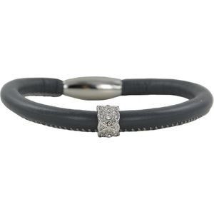 Quiges Leren Armband zonder Aanschuif Charm Bedels met Magneetsluiting - Dames - RVS - 18cm