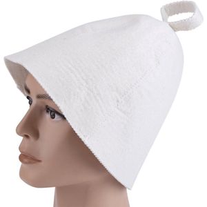 Sauna Accessoires-Sauna Muts-Saunahoed-Witte Wollen Saunavilt-Hoofdbescherming Draagbaar Hoedje