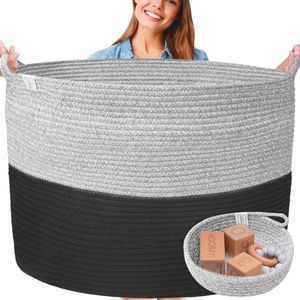 XXL Opbergmanden Set voor Speelgoed en Dekens - Woonkamer, Multifunctionele Mand - Zwart en Grijs