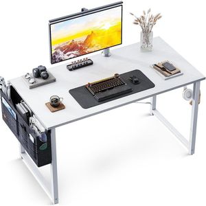 Sierra Computerbureau, studeertafel met opbergtas en hoofdtelefoonhaak, schrijftafel voor computer, kantoor, slaapkamer (wit, 100 x 48 x 73,5 cm)