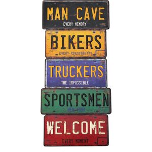 Signs-USA - Man Cave Bikers Truckers Sportsman Welcome - Licence Plate Art - Souvenir kentekenplaat oud nummerbord Amerika - verweerd - 30 x 64 cm