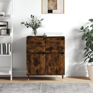 The Living Store Dressoir - Buffetkast - 60 x 35 x 70 cm - Gerookt eiken - Bewerkt hout en ijzer