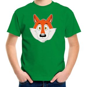 Cartoon vos t-shirt groen voor jongens en meisjes - Kinderkleding / dieren t-shirts kinderen 134/140