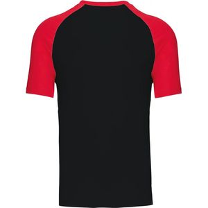 SportT-shirt Heren XL Kariban Ronde hals Korte mouw Black / Red 100% Katoen