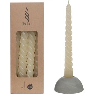 Diner Kaarsen - Set 4 gedraaide kaarsen - twist - paraffine - 19 cm - vanille/creme - candles