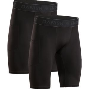 DANISH ENDURANCE Sportbroek met Zak voor Heren - Sportshorts - Hardlopen & Sporten- 2 pack - Maat L