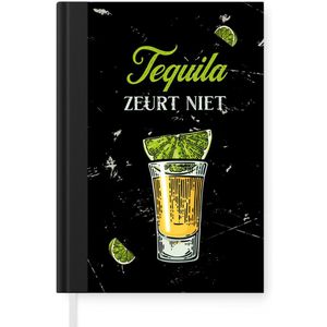 Notitieboek - Schrijfboek - Tequila - Spreuken - Glas - Fruit - Notitieboekje klein - A5 formaat - Schrijfblok - Cadeau voor vrouw - Cadeau voor man